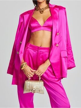 Retrofete Pandora Silk Blazer in pink size L Great used